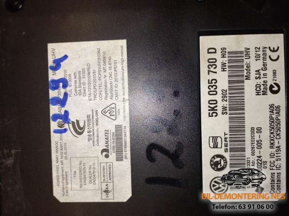 Styreenhet bluetooth til VW Passat 2011-2015 (B7) (B7) (5K0035730D|)