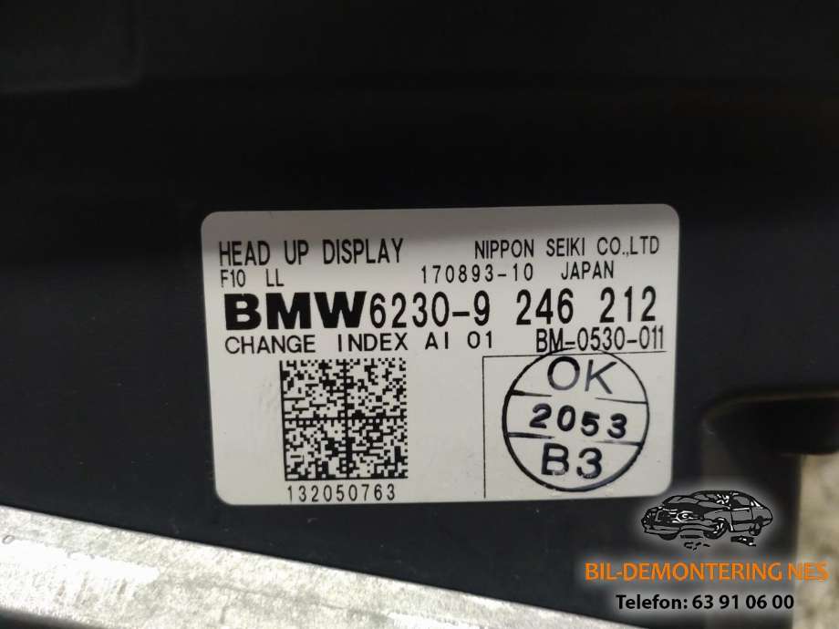 Instrument head-up display (HUD) til BMW 5-Serie 2010-2017 (F10/F11) (F10/F11) (6230-9246212|)