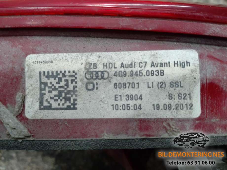 Baklykt venstre indre til Audi A6, Allroad 2012-2014 (Type III, Fase 1) (C7) (C7)