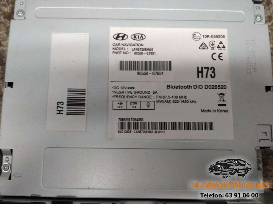 Bilstereo til Hyundai Ioniq Electric 2016-2019 (Fase 1) (96550G7651PGP|)