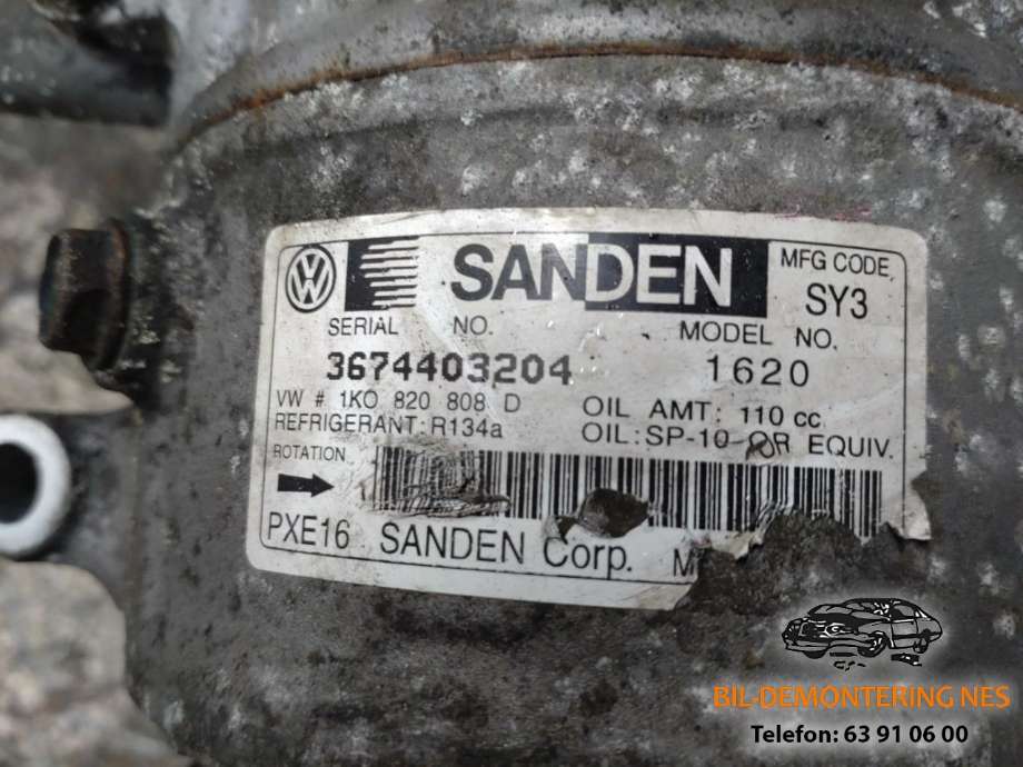 Aircondition kompressor til VW Touran 2010-2015 (Type I, Fase 3)  (SANDEN|1KO820808D|)