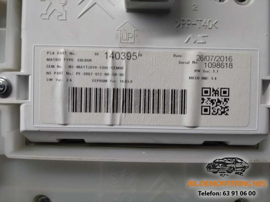 Instrumentpanel til Peugeot 2008 2013-2019 (Type I)  (9814699280|9814039580|)