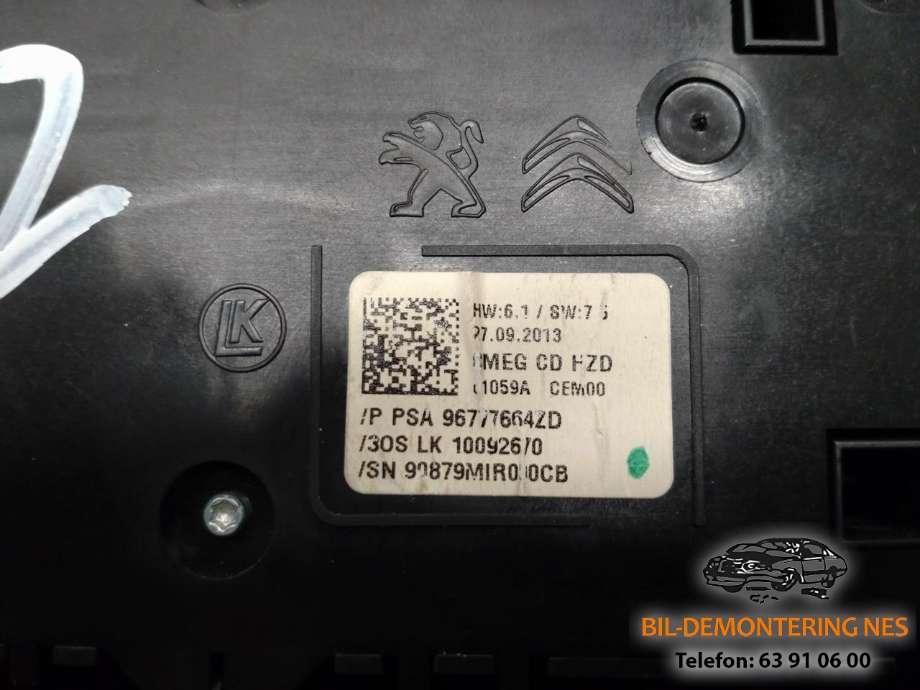 Varmeapparat betjening til Peugeot 308 2013-2021 (Type II)  (96777664ZD|)