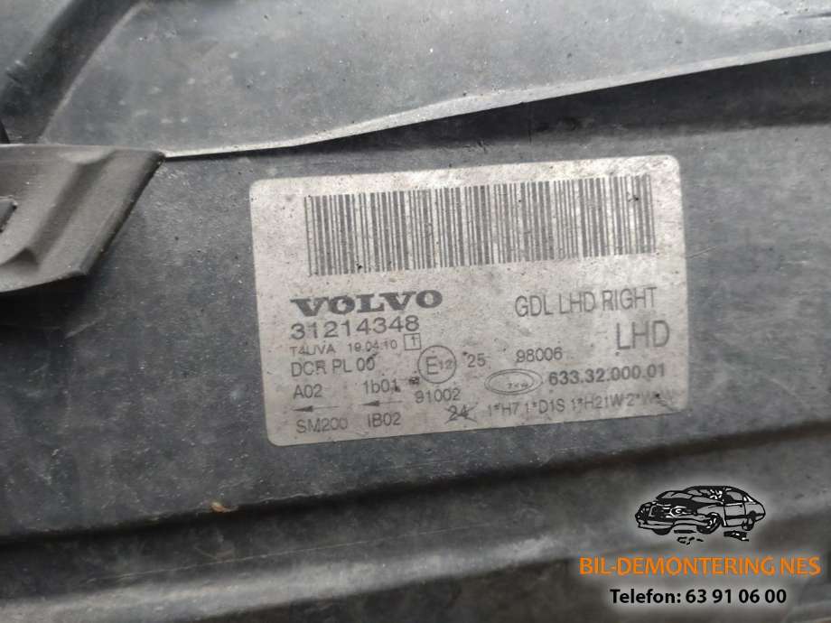 Frontlykt høyre xenon til Volvo V70 2007-2013 (Type III, Fase 1)  