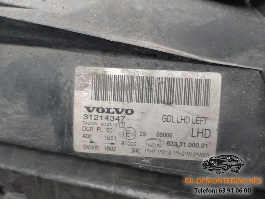 Frontlykt venstre xenon til Volvo V70 2007-2013 (Type III, Fase 1)  