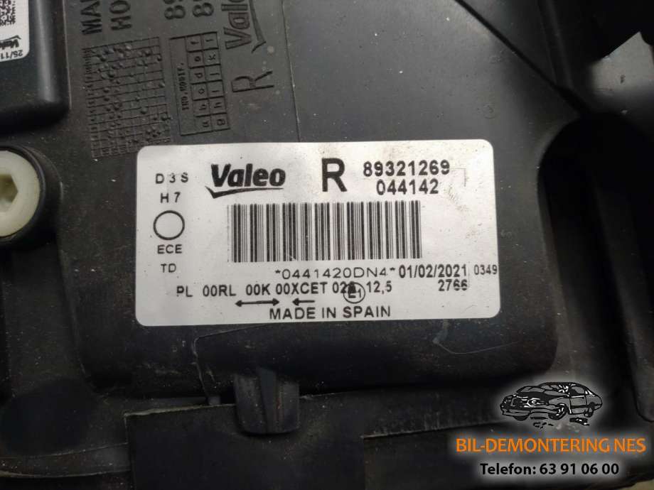 Frontlykt høyre xenon til Audi Q7 2010-2015 (Type I, Fase 2)  (VALEO|89321269|044142|)
