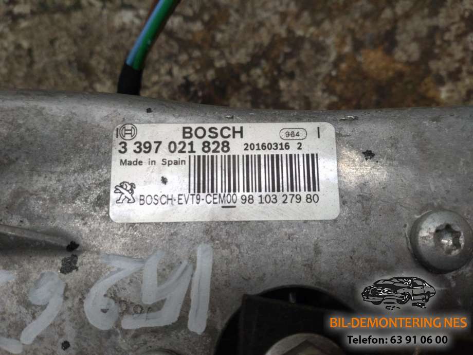 Viskermotor frontrute komplett m/overføring til Peugeot 308 2013-2021 (Type II)  (3397021828|0390241587|)