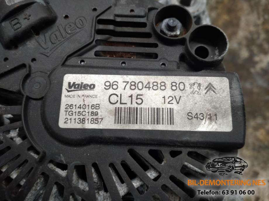 Dynamo diesel til Citroën Berlingo 2008-2015 (Type II, Fase 1)  (VALEO|9678048880|)