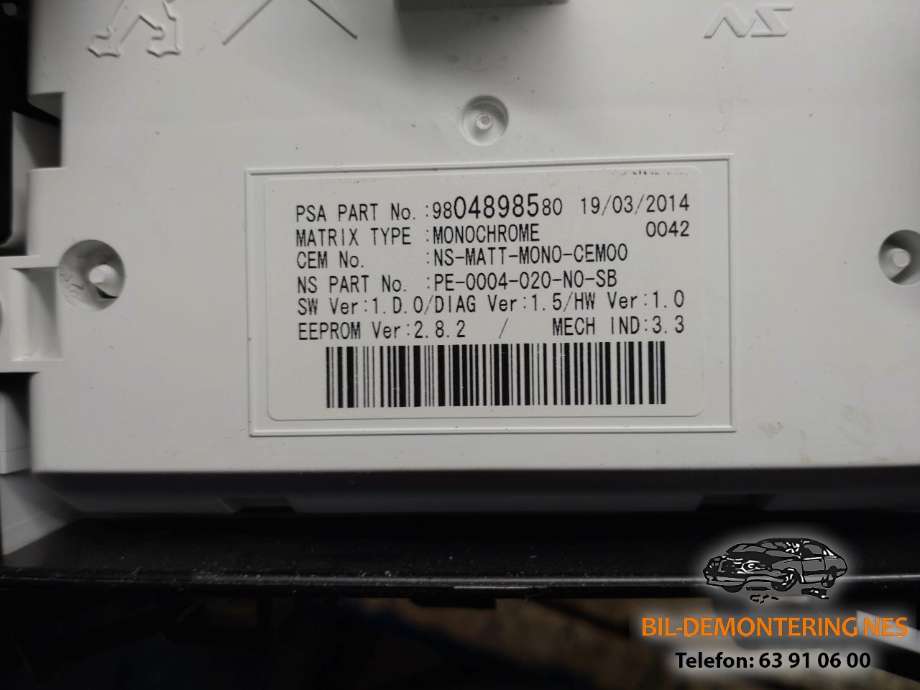 Instrumentpanel til Peugeot 3008 2009-2016 (Type I)  