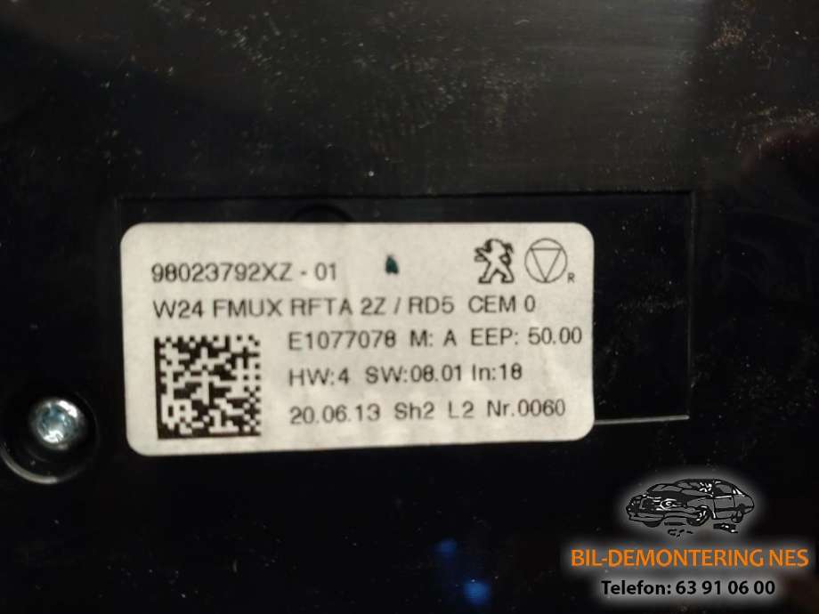 Varmeapparat betjening til Peugeot 508 2011-2014 (Type I, Fase 1)  