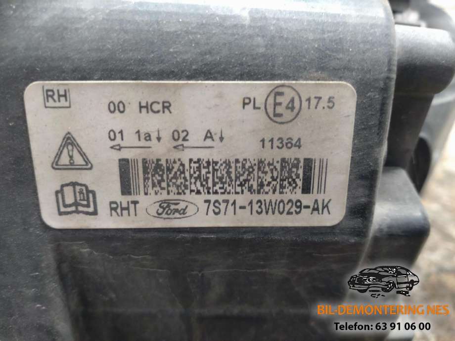 Frontlykt høyre halogen til Ford Mondeo 2007-2010 (Type IV, Fase 1)  (7S71-13W029-AK|)