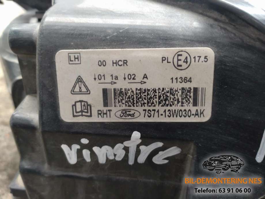 Frontlykt venstre halogen til Ford Mondeo 2007-2010 (Type IV, Fase 1)  (7S71-13W030-AK|)