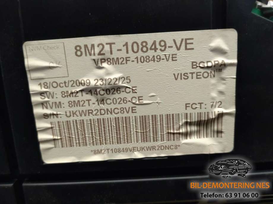 Instrumentpanel til Ford Mondeo 2007-2010 (Type IV, Fase 1)  (8M2T-10849-VE|VP8M2F-10849-VE|)