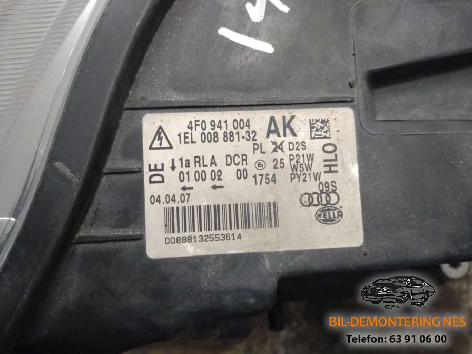 Frontlykt venstre xenon til Audi A6 2005-2008 (Type III, Fase 1) (C6) (C6) (4F0941003|)