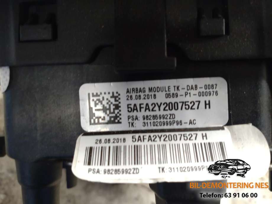 Airbag rattpute til Toyota Proace 2016-->> (Type II)  