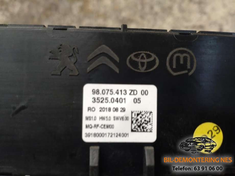 Varmeapparat betjening til Toyota Proace 2016-->> (Type II)  (98075413ZD|)