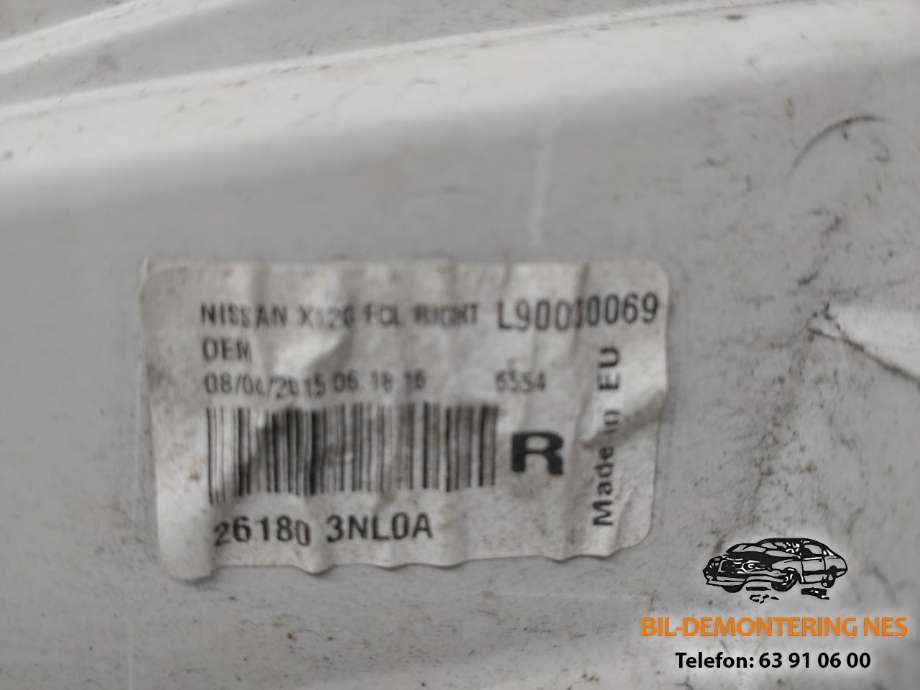 Frontlykt ytre høyre til Nissan Leaf 2011-2017 (Type I)  (L90030069|26180 3NL0A|)