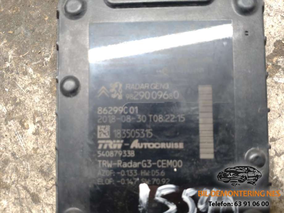Sensor radar til Toyota Proace 2016-->> (Type II)  (9829009680|)