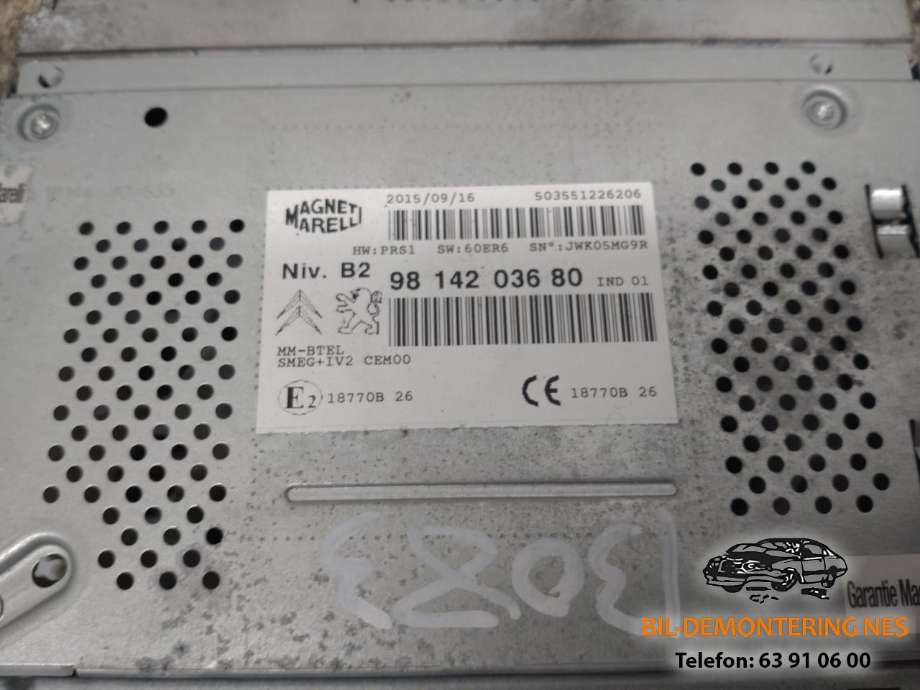 Multimedia display (MCU - Media Controller Unit) til Citroën Berlingo 2015-2019 (Type II, Fase 2)  (9814203680|)