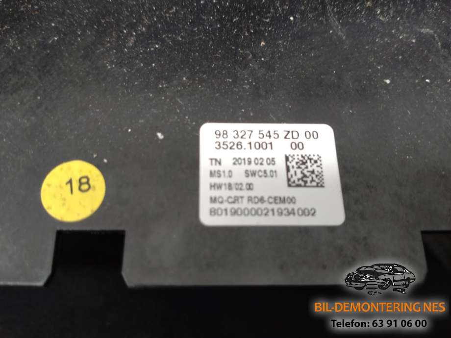 Bilstereo til Peugeot Partner 2019-->> (Type III)  (9830084880-00|)
