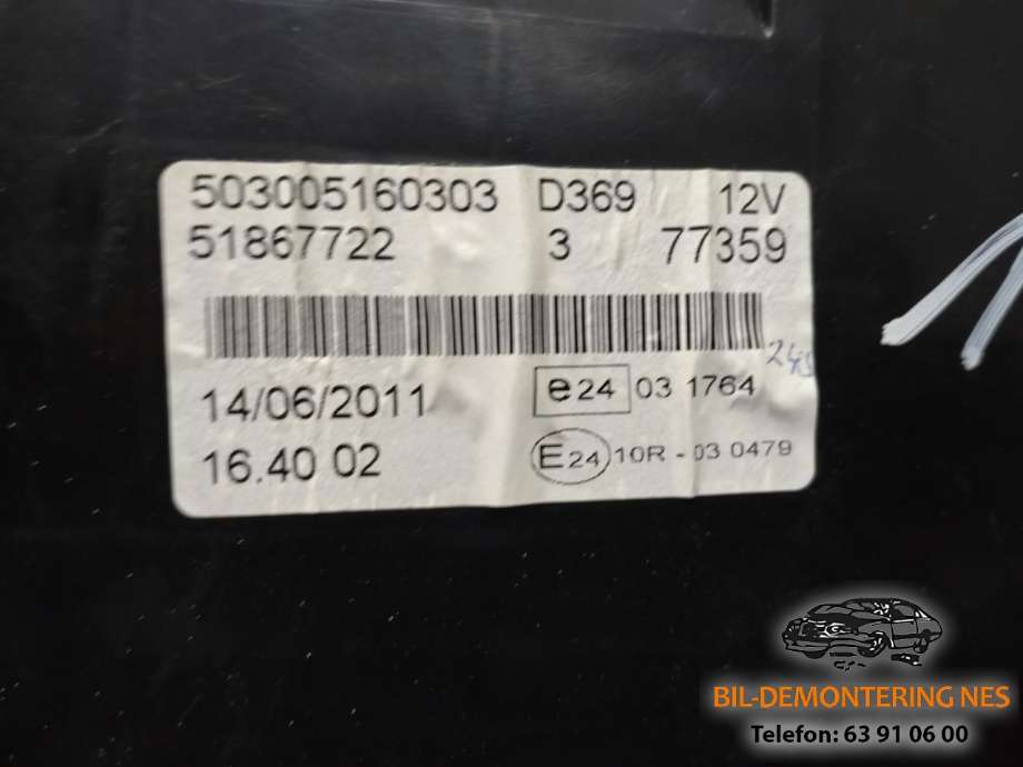 Instrumentpanel til Fiat Doblo 2010-->> (Type II)  