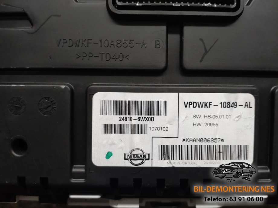 Instrumentpanel til Nissan E-NV200 2014-->>  