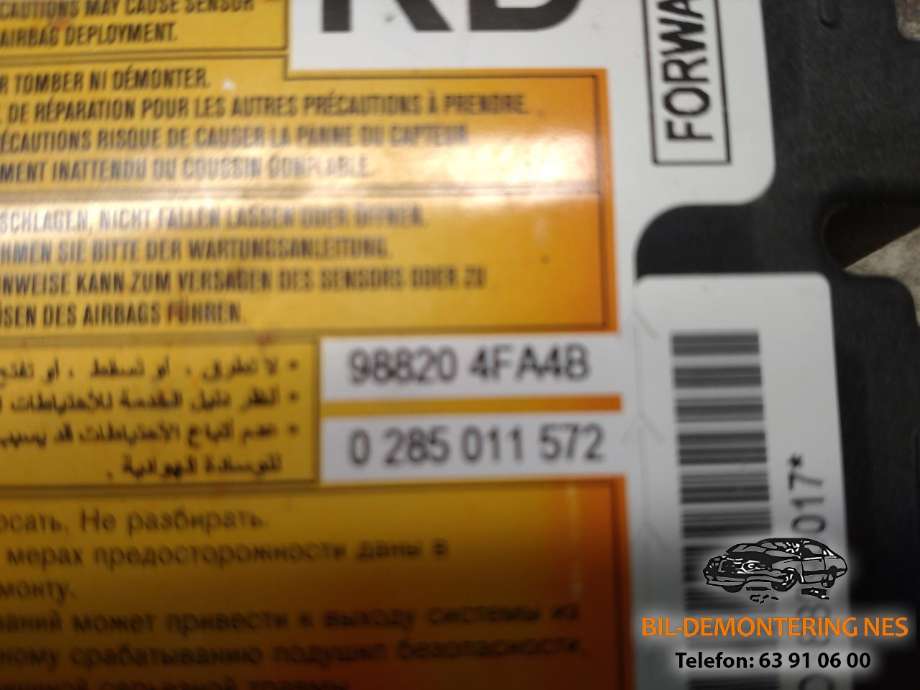 Styreenhet airbag hovedsensor til Nissan E-NV200 2014-->>  (988204FA4B|0285011572|)