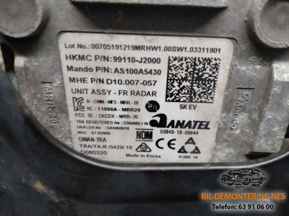Sensor radar til Kia e-Soul 2019-->> (Type III)  