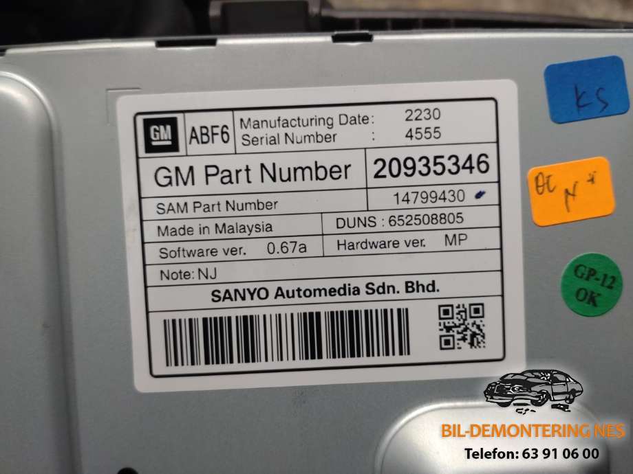 Multimedia display (MCU - Media Controller Unit) til Opel Insignia A 2009-2014  