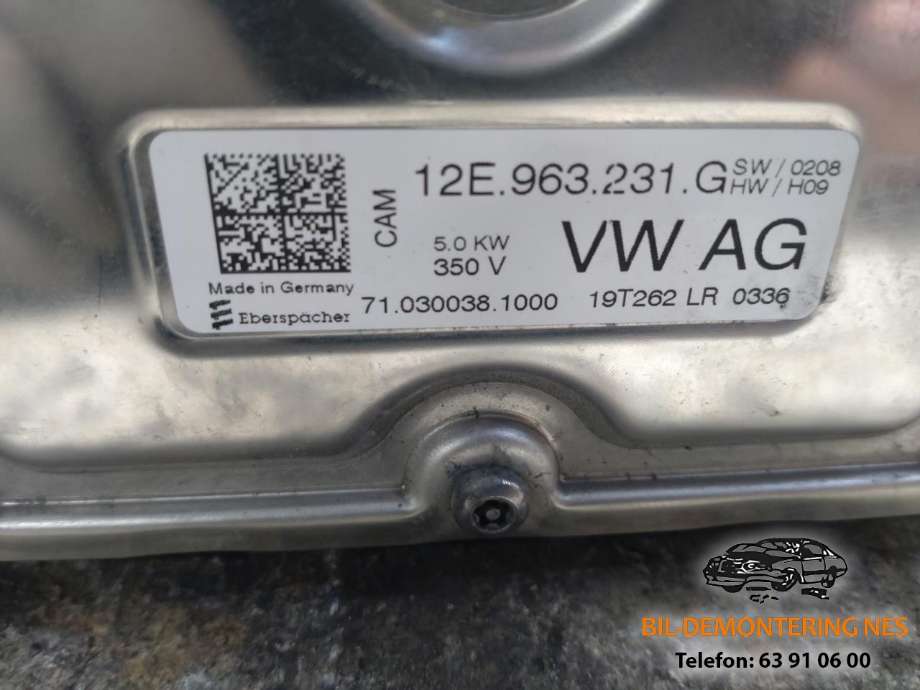 Varmeapparat PTC-heater til VW e-Golf 2017-2020 (Fase 2)  (12E963231G|)
