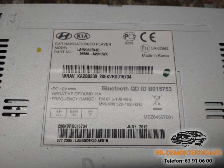 Multimedia display (MCU - Media Controller Unit) til Kia Cee