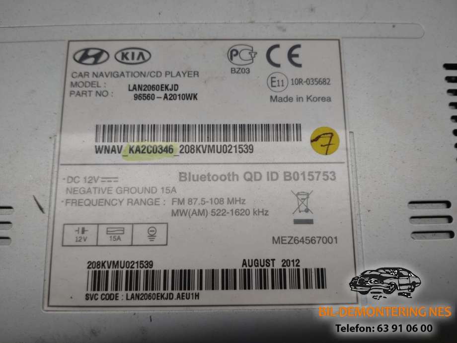 Multimedia display (MCU - Media Controller Unit) til Kia Cee
