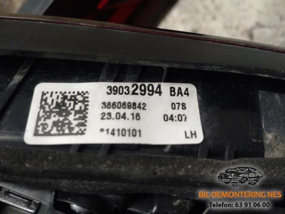 Baklykt høyre indre til Opel Astra K 2015-->>  