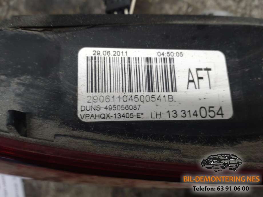 Baklykt venstre indre til Opel Astra J 2010-2015  
