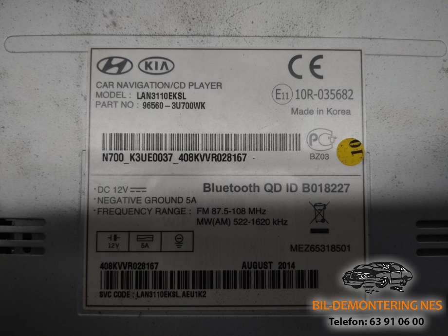 Multimedia display (MCU - Media Controller Unit) til Kia Sportage 2010-2016 (Type III)