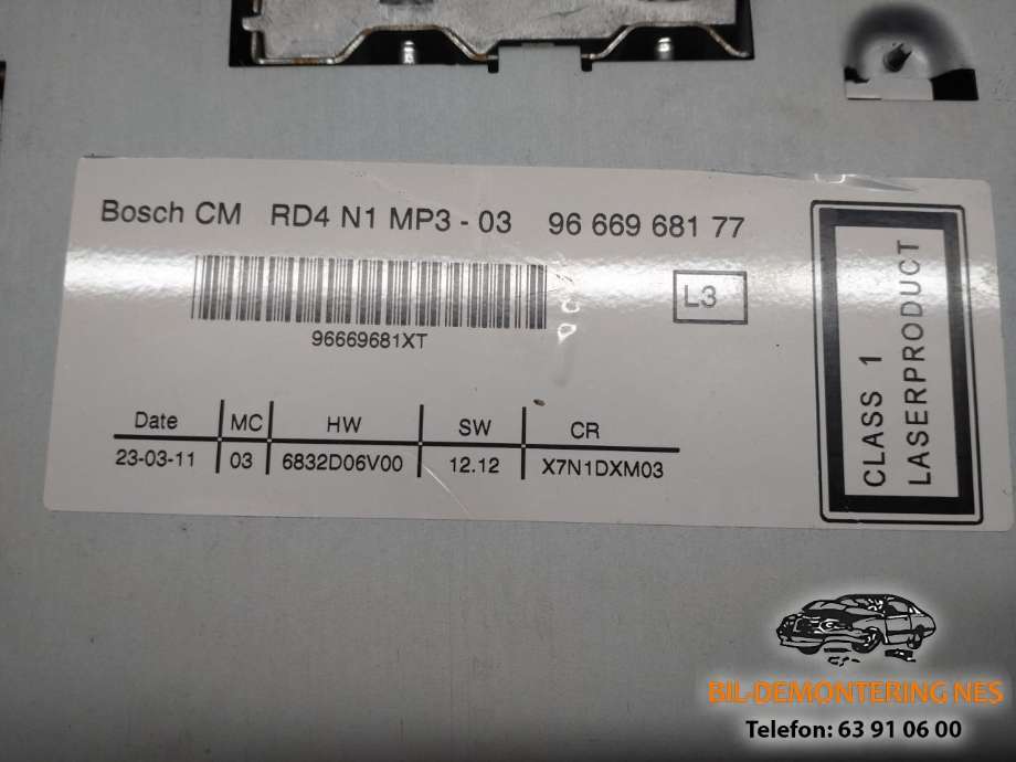 Bilstereo til Peugeot Partner 2008-2015 (Type II, Fase 1)  