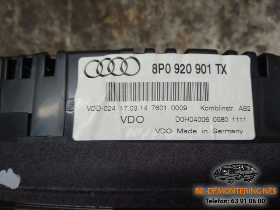 Instrumentpanel til Audi A3 2009-2012 (Type II, Fase 2)  