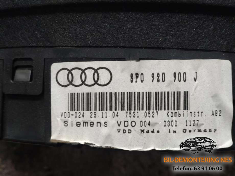 Instrumentpanel til Audi A3 2003-2008 (Type II, Fase 1)  
