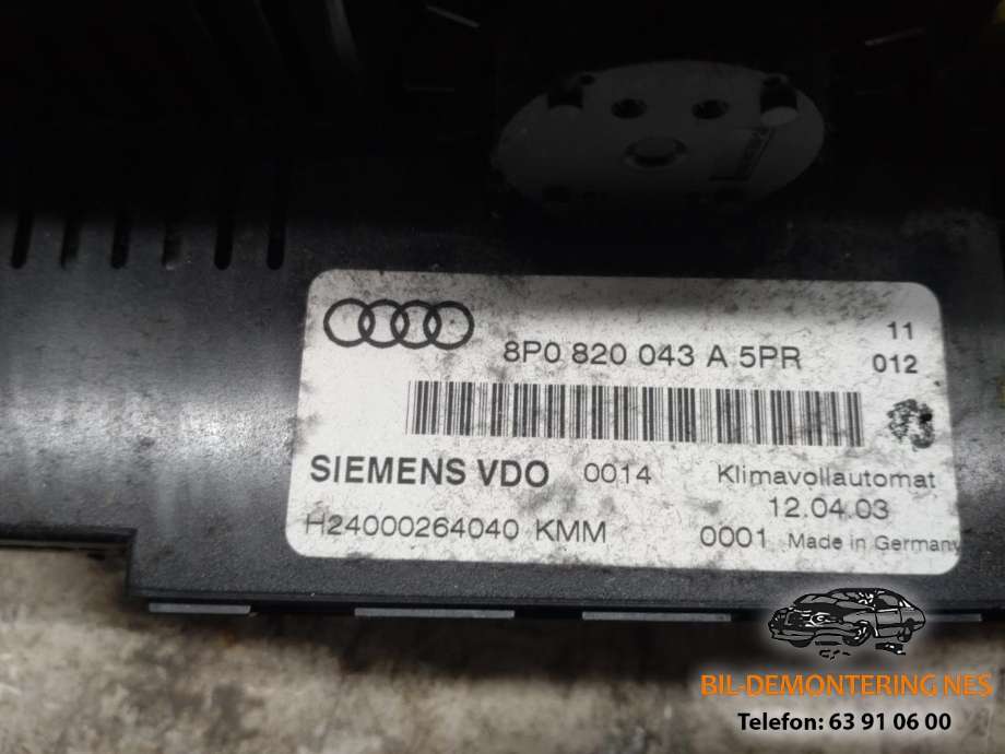 Varmeapparat betjening til Audi A3 2003-2008 (Type II, Fase 1)