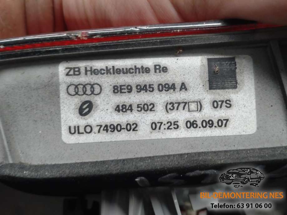 Baklykt høyre indre til Audi A4 2007-2014 (Type IV) (B8) (B8)