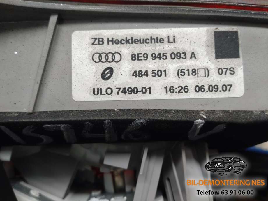 Baklykt venstre indre til Audi A4 2007-2014 (Type IV) (B8) (B8)