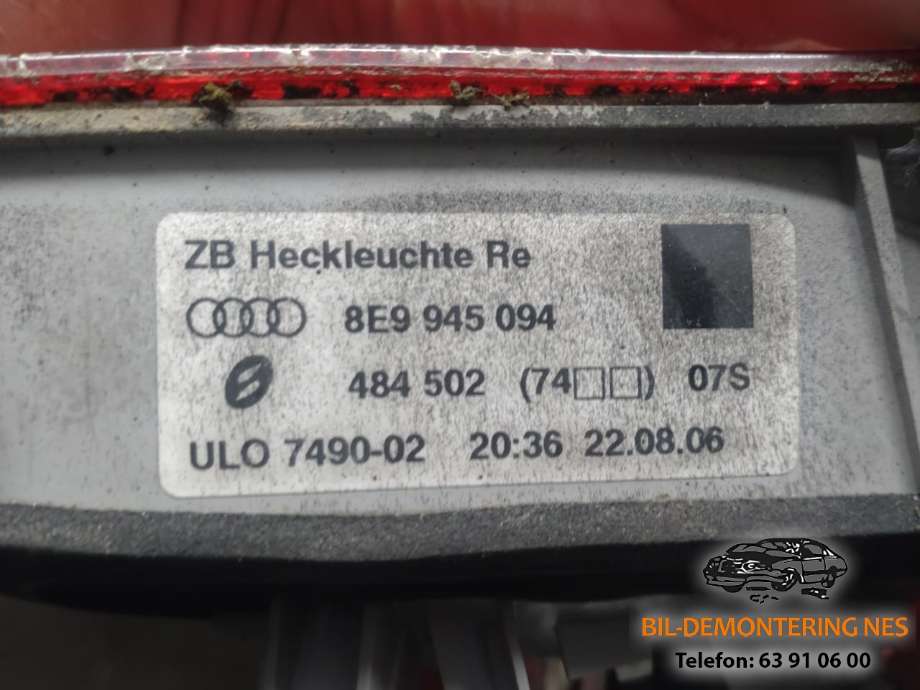 Baklykt høyre indre til Audi A4 2007-2014 (Type IV) (B8) (B8)