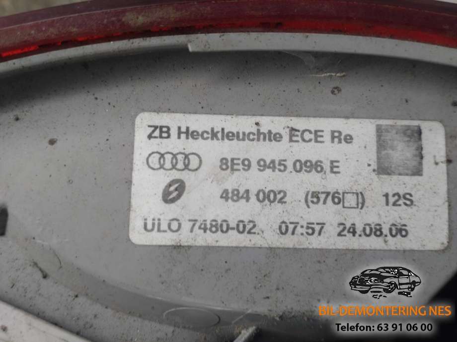 Baklykt høyre ytre til Audi A4 2007-2014 (Type IV) (B8) (B8) 