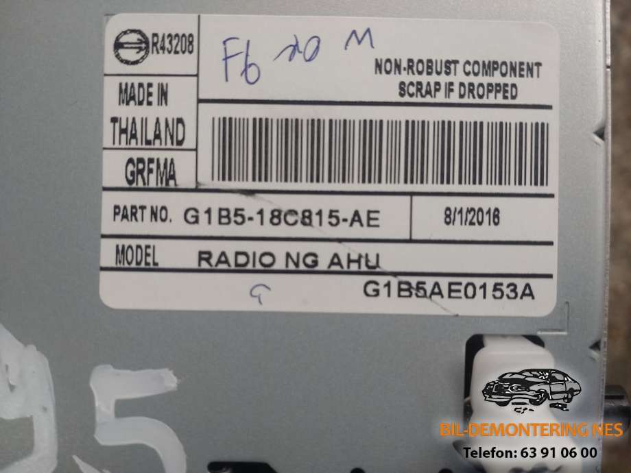 Bilstereo til Ford Ka+ 2016-->> (Type III)  