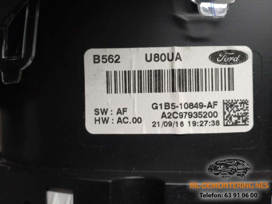 Instrumentpanel til Ford Ka+ 2016-->> (Type III)