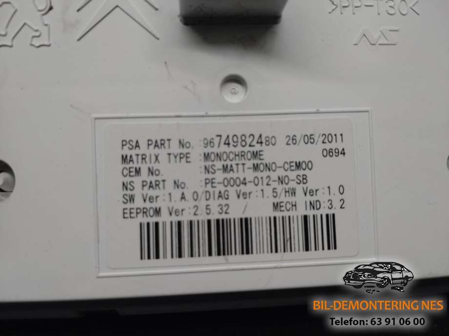 Instrumentpanel til Peugeot 5008 2010-2017 (Type I)