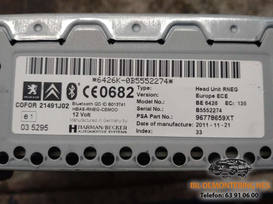 Bilstereo til Peugeot 5008 2010-2017 (Type I)  