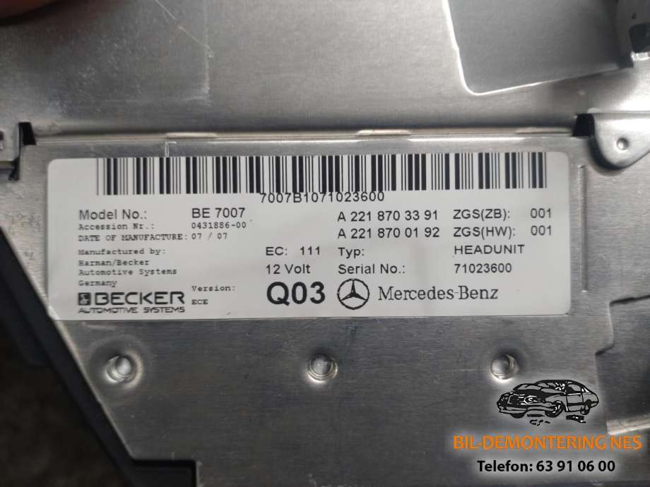 Bilstereo til Mercedes S-Klasse 2005-2013 (W221) (W221) 