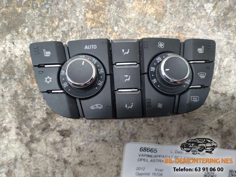 Varmeapparat betjening til Opel Astra J, 2010-2015  (13343708)