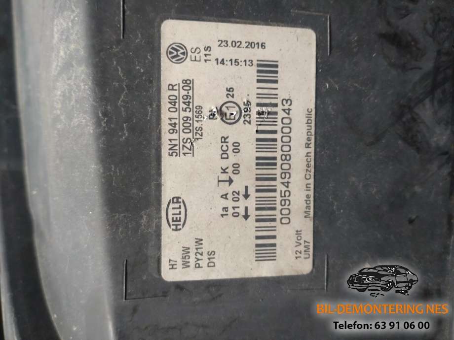 Frontlykt høyre xenon til VW Tiguan 2007-2011 (Type I, Fase 1) (5N1941040R|)